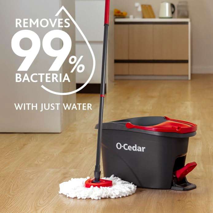 O-Cedar Easywring Microfiber Spin Mop & Bucket Floor Cleaning System with 4 Extra Refills - Image 3