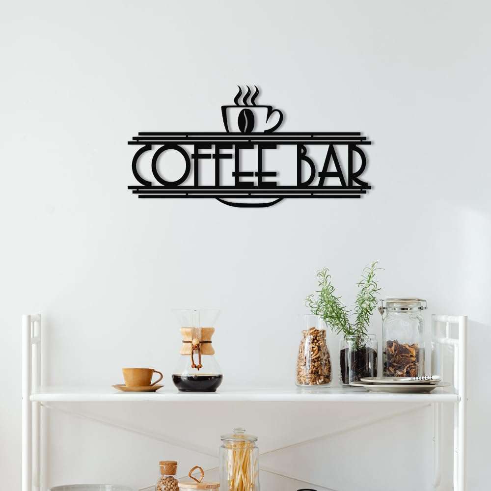 XORT Metal Wall Decor - Coffee & Tea Bar Wall Art (Black - 16 x 8 inch) - Image 2