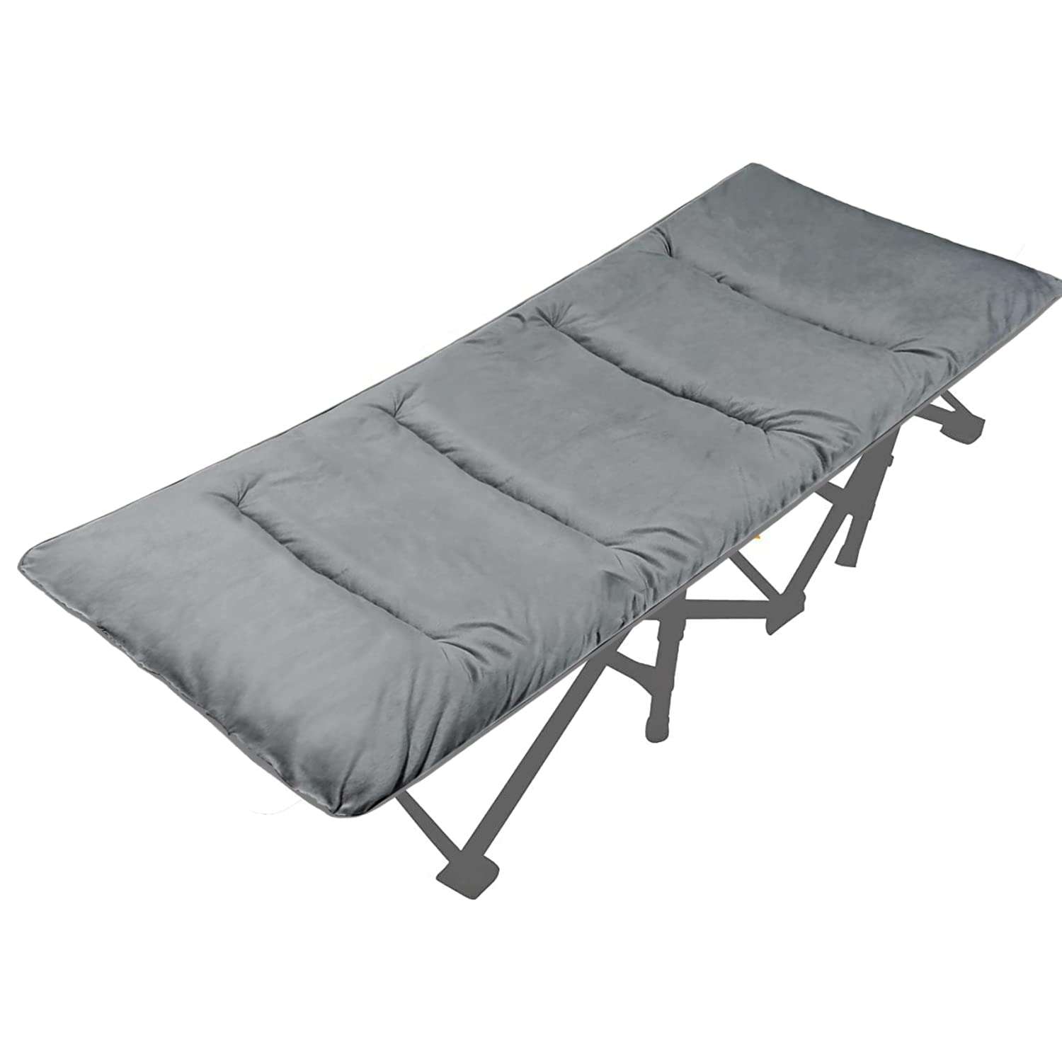 LITA XL Cot Pads for Camping, Soft Comfortable Cotton Thick Sleeping Cot Mattress Pad 72"x26", Grey and Navy Blue (Only Pad) - Image 1