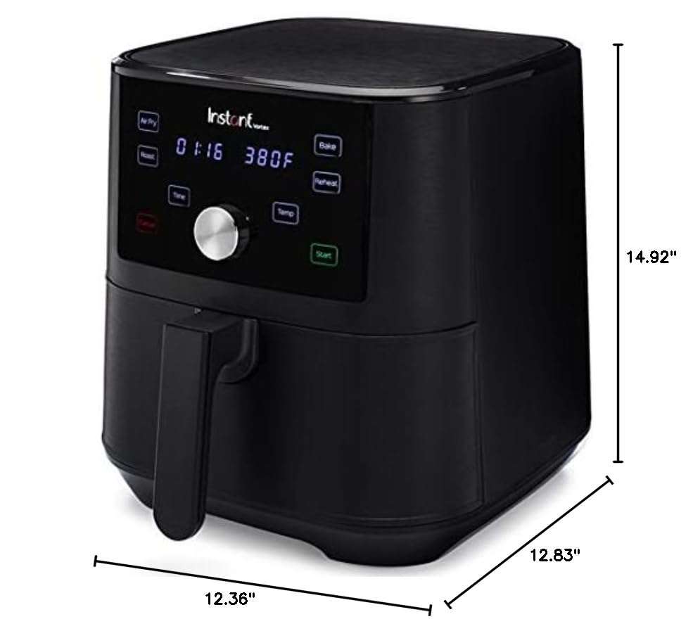 Instant Pot Vortex 6QT XL Air Fryer, 4-in-1 Functions that Crisps, Roasts, Reheats, Bakes for Quick Easy Meals, 100+ In-App Recipes, is Dishwasher-Safe, from the Makers of Instant Pot, Black - Image 2