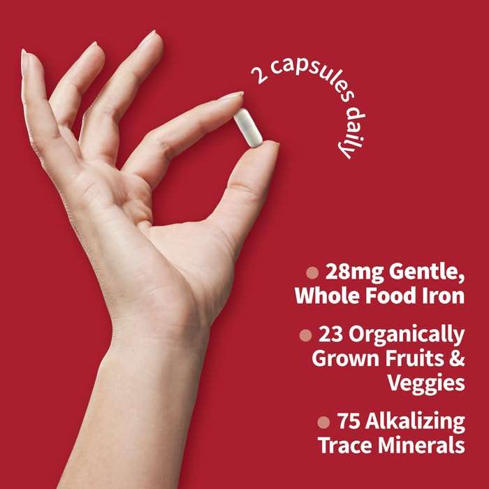 Garden of Life Vitamin Code Healthy Blood - Iron Supplement for Women, 60 Vegan Capsules, with Vitamins B, C, Trace Minerals, Fruit Veggies, Probiotics - for Energy and Anemia Support - Image 3