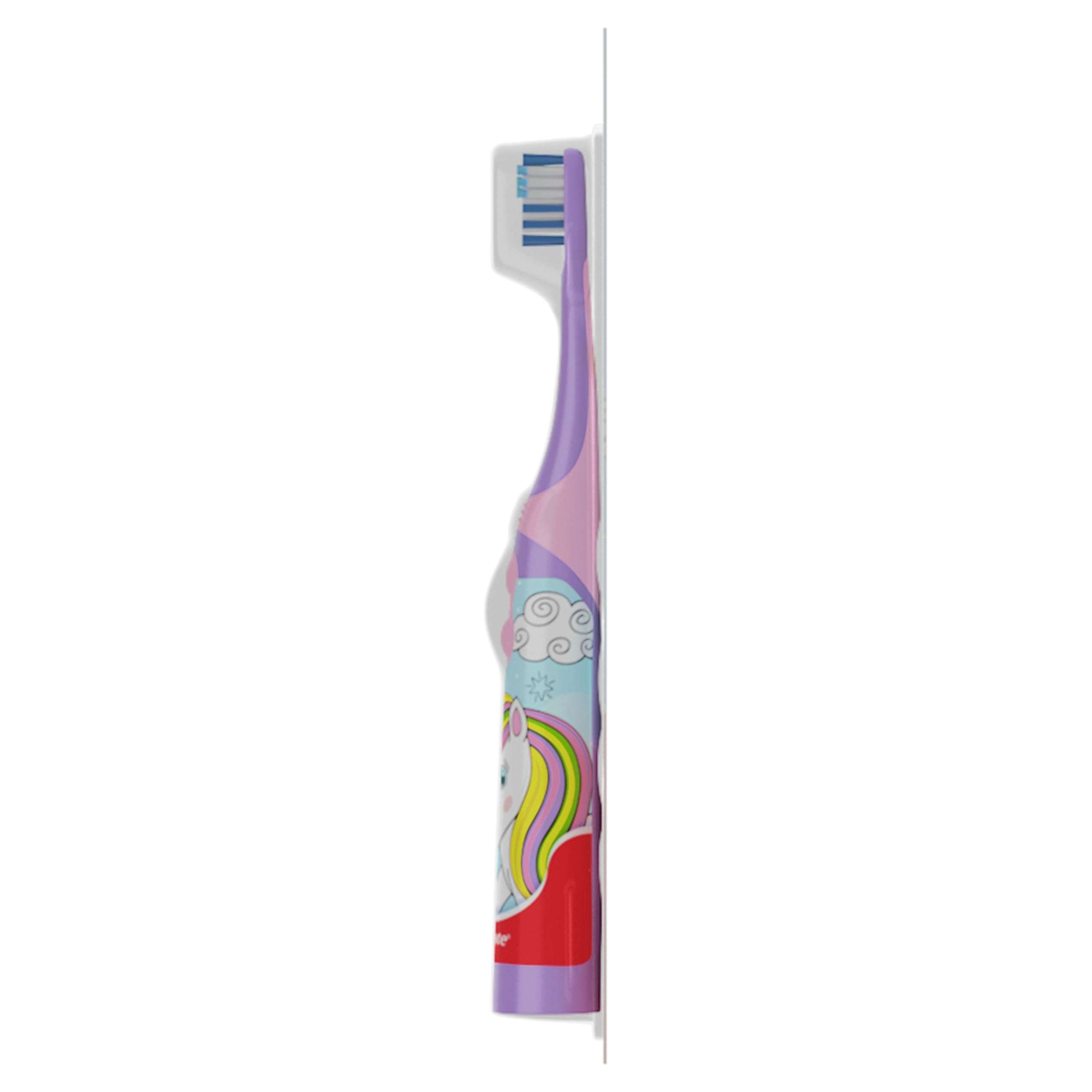 Colgate Kids Battery Powered Toothbrush, Kids Battery Toothbrush with Included AA Battery, Extra Soft Bristles, Flat-Laying Handle to Prevent Rolling, Unicorn Toothbrush, 1 Pack - Image 10