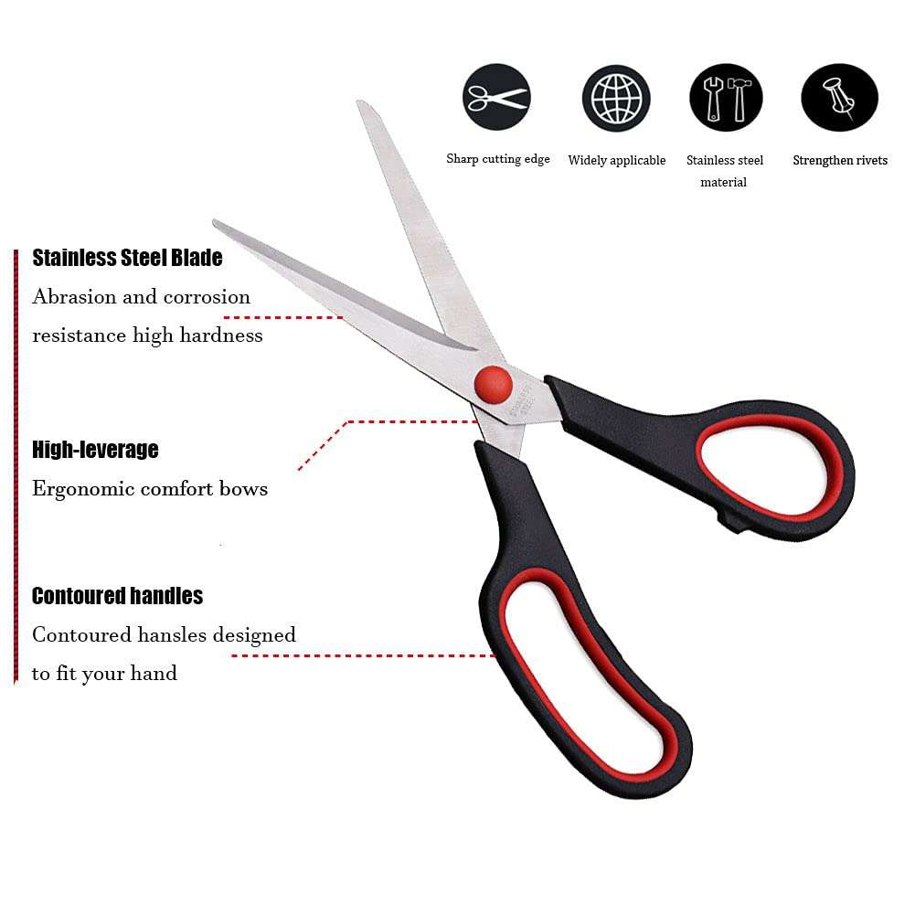 Scissors, Multipurpose office Scissors,8.5 Inch Ultra Sharp Shears, Comfort-Grip Handles Household scissors，Sturdy Sharp Craft Supplies - Pack of 5, Right/Left Hande - Image 4