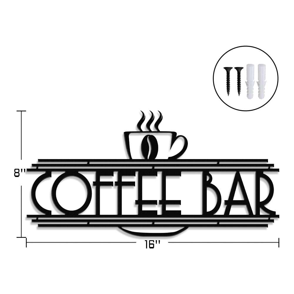 XORT Metal Wall Decor - Coffee & Tea Bar Wall Art (Black - 16 x 8 inch) - Image 3