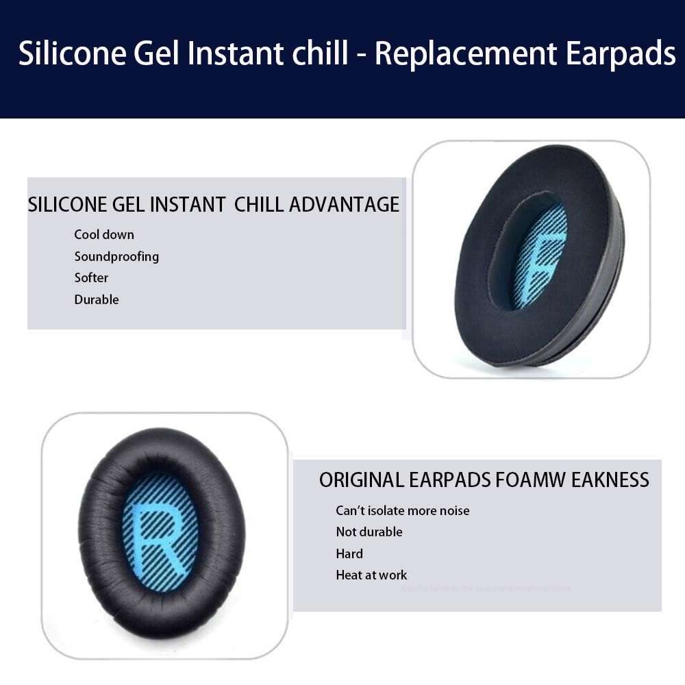 Q30/Q35 Earpadss, Cooling-Gel Bose QC35 Replacement Ear Pads,Earpads for Bose QuietComfort 35 (QC35) & Quiet Comfort 35 II Headphones, Noise Isolation Foam, Added Thickness Ear Pads Cushions - Image 3