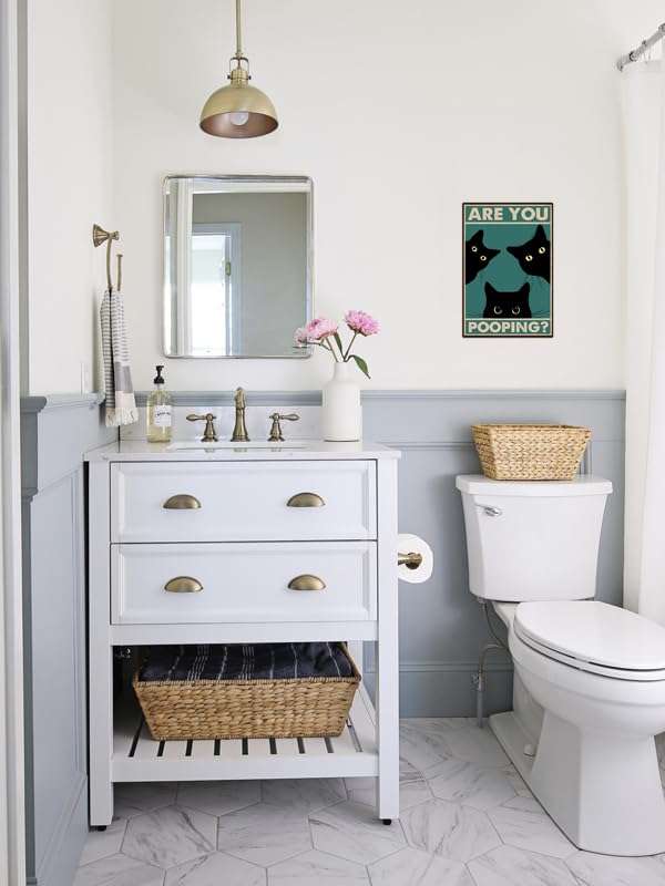 Funny Black Cat Wall Art - "Are You Pooping?" Vintage Bathroom Decor Poster - Retro Gothic Home Decor for Apartment or House, 8 x 12 Inch (918) - Image 6