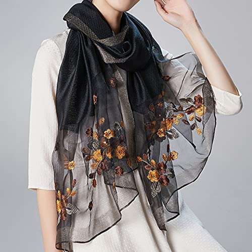 WINCESS.YU Silk Scarf for Women Lightweight Shawls and Wraps for Weddings Fashion Pashmina Shawl Embroidered Scarves - Image 2