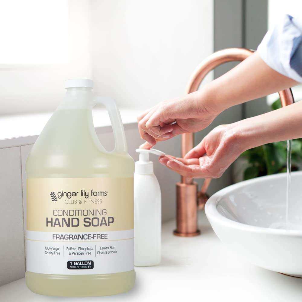 Ginger Lily Farms Club & Fitness Conditioning Liquid Hand Soap Refill, 100% Vegan & Cruelty-Free, Fragrance Free, 1 Gallon (128 fl oz) - Image 6