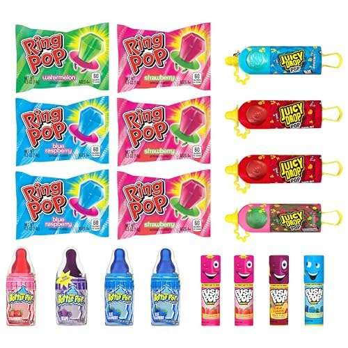 Candy Variety Pack, 18 Count Assorted Lollipops, Bulk Individually Wrapped Ring Pop, Push Pop, Baby Bottle Pop & Juicy Drop, Ideal for Birthdays, Party Favors for Kids & Hard Candy Gifts - Image 8
