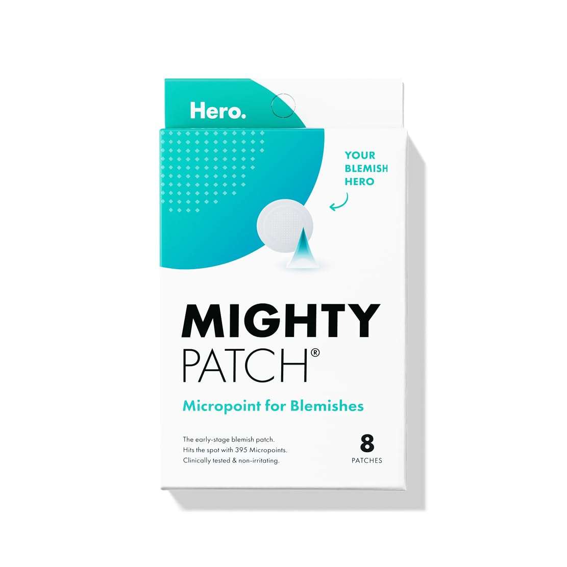 Mighty Patch Micropoint Large Hydrocolloid Pimple Patches for Face Blemishes from Hero Cosmetics, Acne Stickers for Early Stage Zits & Hidden Pimples, 395 Proprietary Micropoints, 8 Count - Image 1