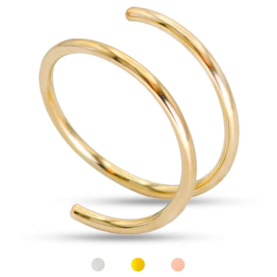 LUCKYJEWUS Double Nose Ring Hoop for Single Piercing, 14k Gold Filled or Sterling Silver Spiral Twist Nose Hoop for Women Men - Image 1