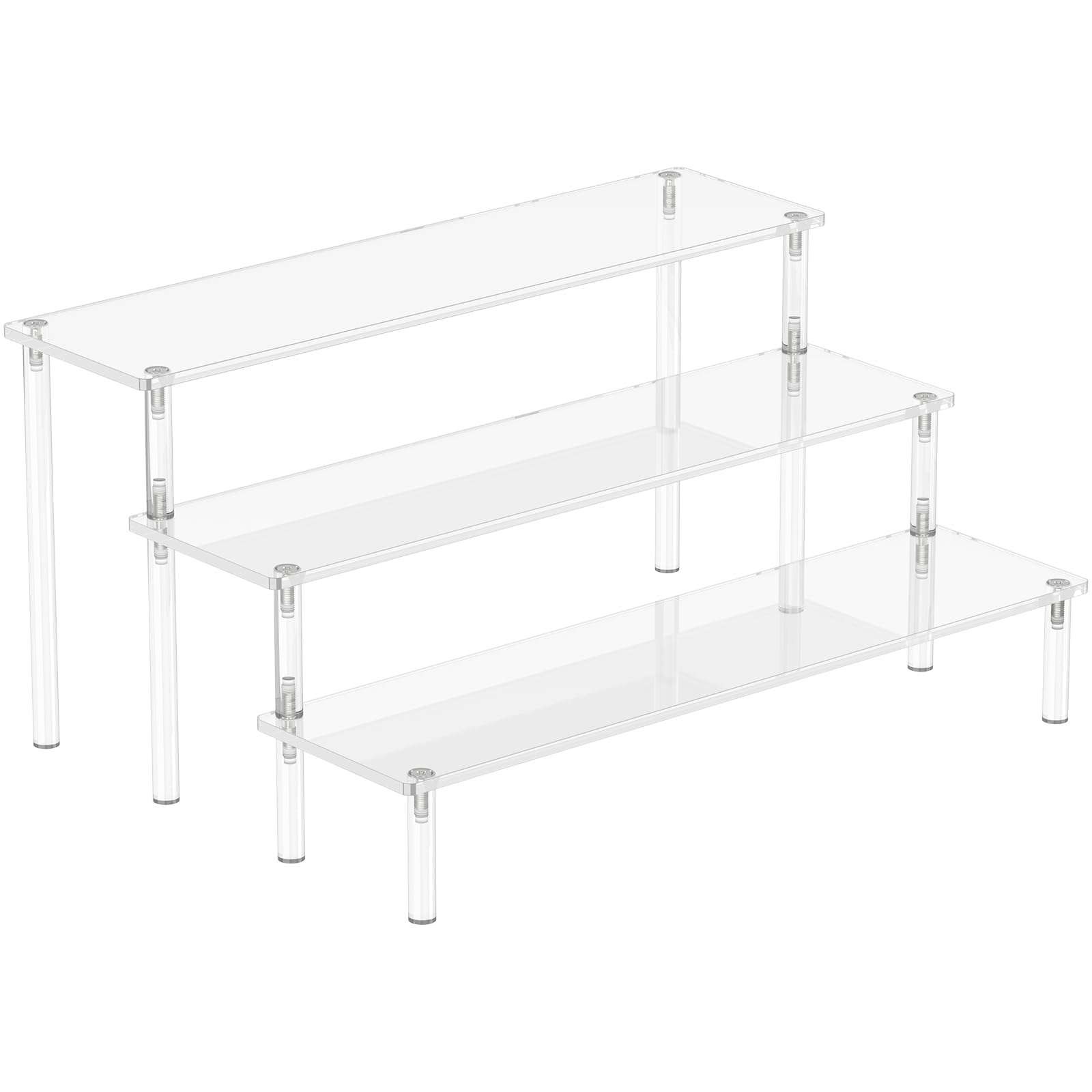 Aredpoook Acrylic 3 Tier Perfume Organizer Display, Cupcake Stand Holder, Large Shelf Risers for Figures, Dessert Shelves for Party, Riser Stand for Decoration and Organizer, Clear - Image 1