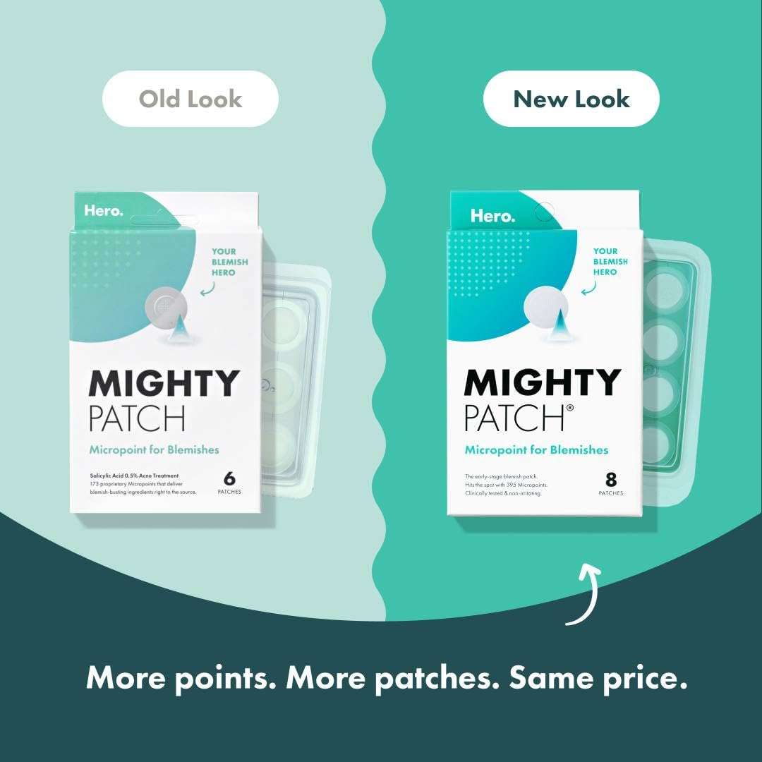 Mighty Patch Micropoint Large Hydrocolloid Pimple Patches for Face Blemishes from Hero Cosmetics, Acne Stickers for Early Stage Zits & Hidden Pimples, 395 Proprietary Micropoints, 8 Count - Image 7