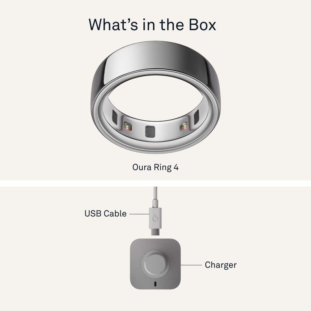 Oura Ring 4 - Silver - Size 4 - Smart Ring - Unique Sizing, Not Standard US Ring Sizes - Size First - Sleep Tracking Wearable - Heart Rate - Fitness Tracker - Up to 8 Days of Battery Life - Image 8