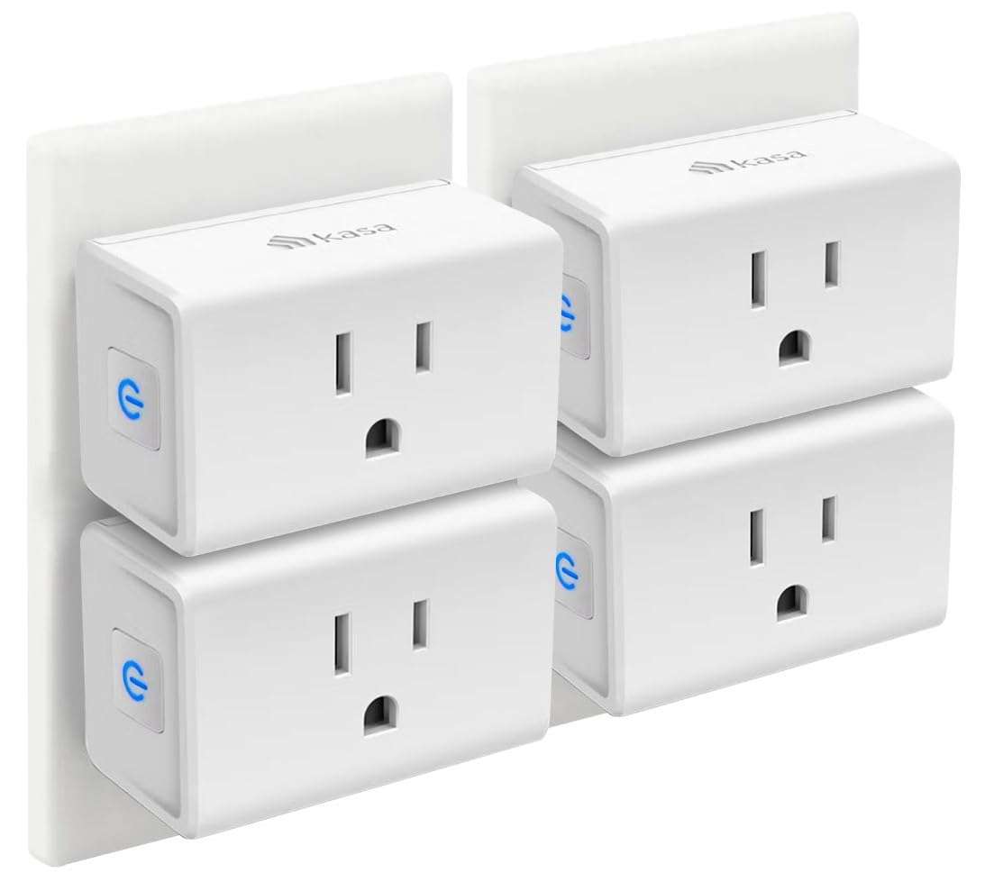 Kasa Smart Plug Mini 15A, Smart Home Wi-Fi Outlet Works with Alexa, Google Home & IFTTT, No Hub Required, UL Certified, 2.4G WiFi Only, 4-Pack(EP10P4) , White - Image 1