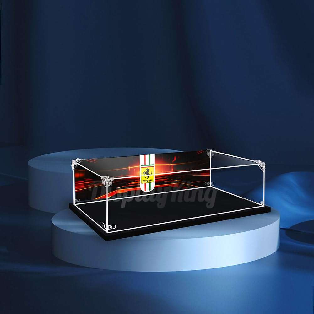 Acrylic Display case for Lego Ferrari 488 GTE AF Corse #51" 42125 3mm Thickness dust-Free and Crystal Clear Display case with Screw (Lego Set is not Included) (with Background) - Image 1