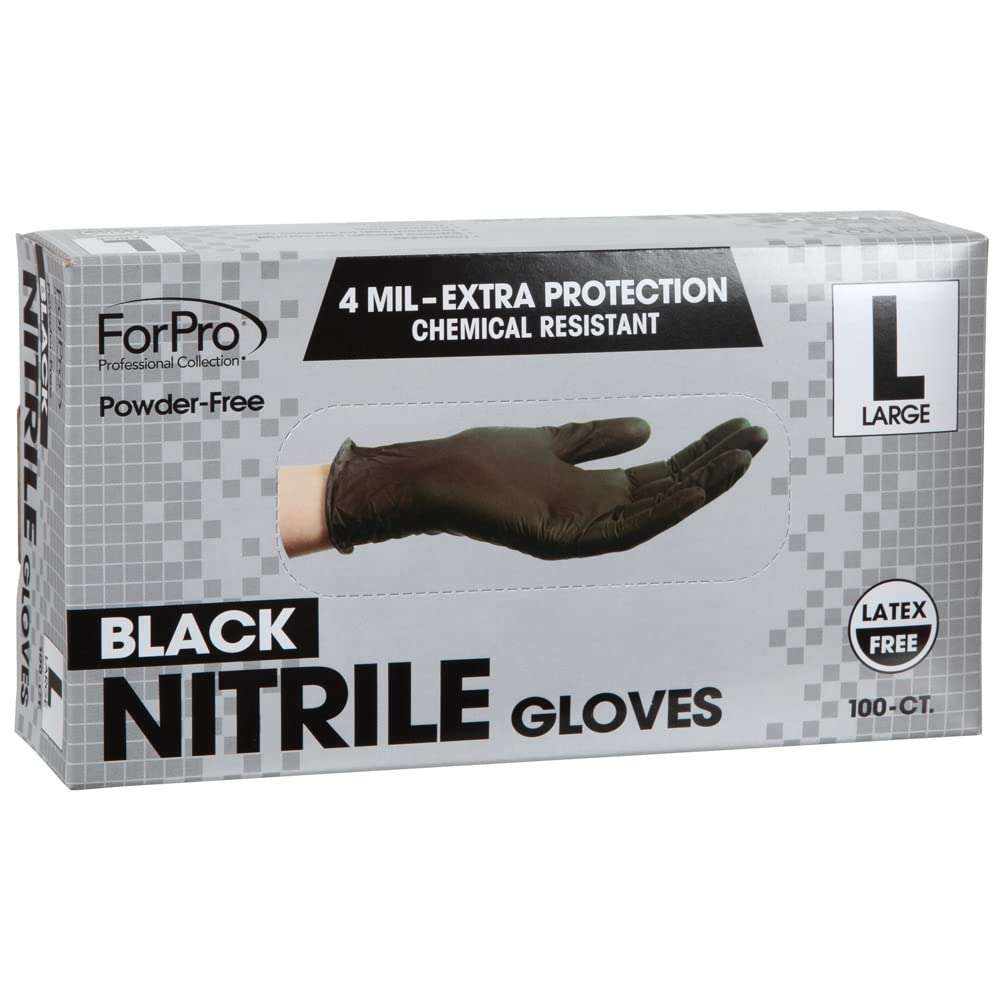 ForPro Disposable Nitrile Gloves, Chemical Resistant, Powder-Free, Latex-Free, Non-Sterile, Food Safe, 4 Mil, 100-Count - Image 2