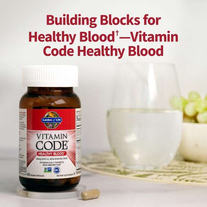 Garden of Life Vitamin Code Healthy Blood - Iron Supplement for Women, 60 Vegan Capsules, with Vitamins B, C, Trace Minerals, Fruit Veggies, Probiotics - for Energy and Anemia Support - Image 6