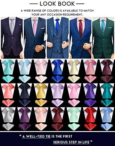 TIE G Solid Satin Woven dyed Color Formal Black Necktie and Pocket Square Sets in Gift Box - Image 6
