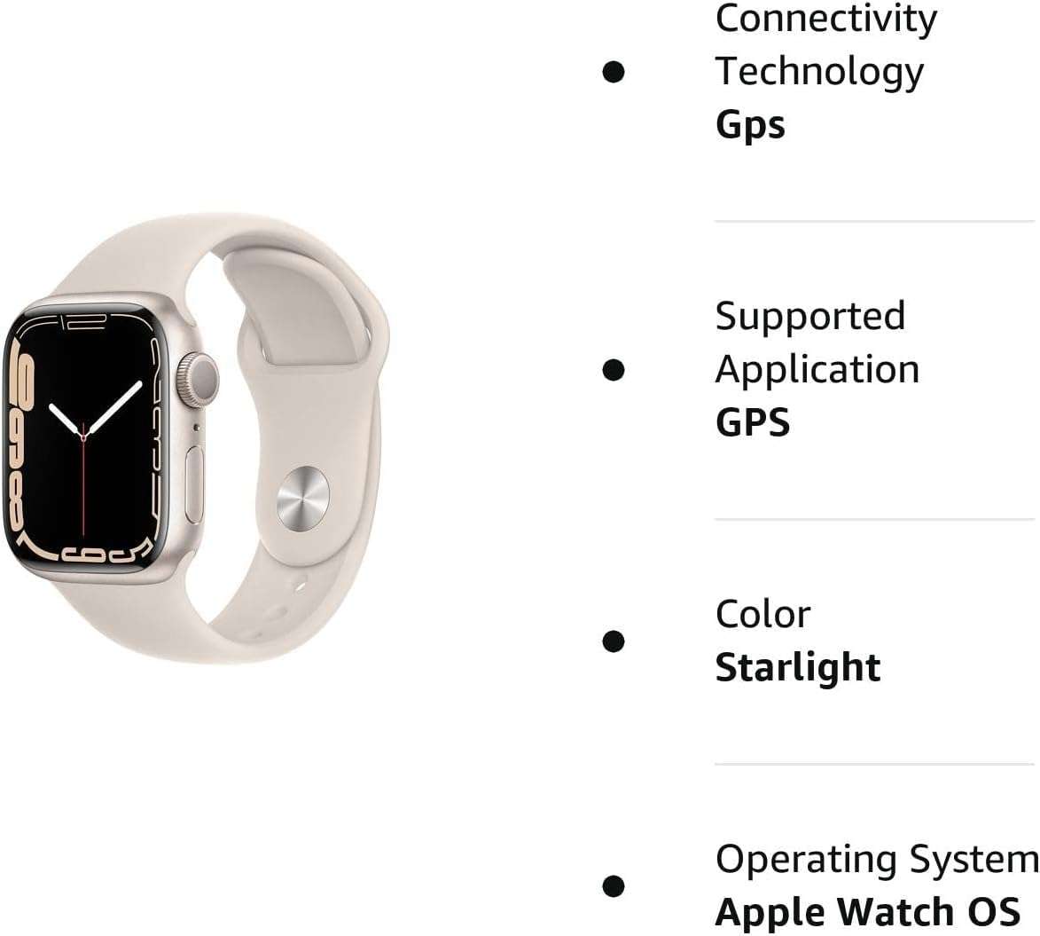 Apple Watch Series 7 (GPS, 45mm) Starlight Aluminum Case with Starlight Sport Band, Regular (Renewed) - Image 7