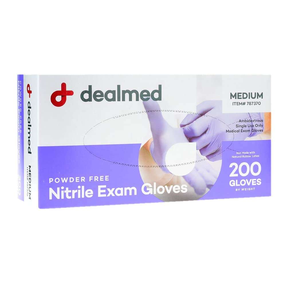 Dealmed Nitrile Medical Grade Exam Gloves, Disposable, Latex-Free, Medium (200 ct.) - Image 2