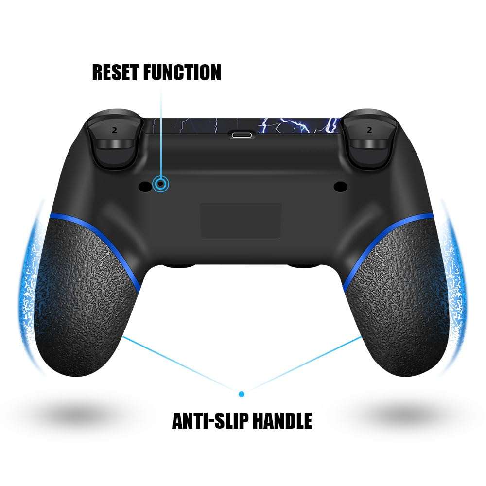 AceGamer Wireless Controller for PS4, Custom Design V2 Gamepad Joystick for PS4 with Non-Slip Grip of Both Sides and 3.5mm Audio Jack! Thumb Caps Included! (Lightning) - Image 3
