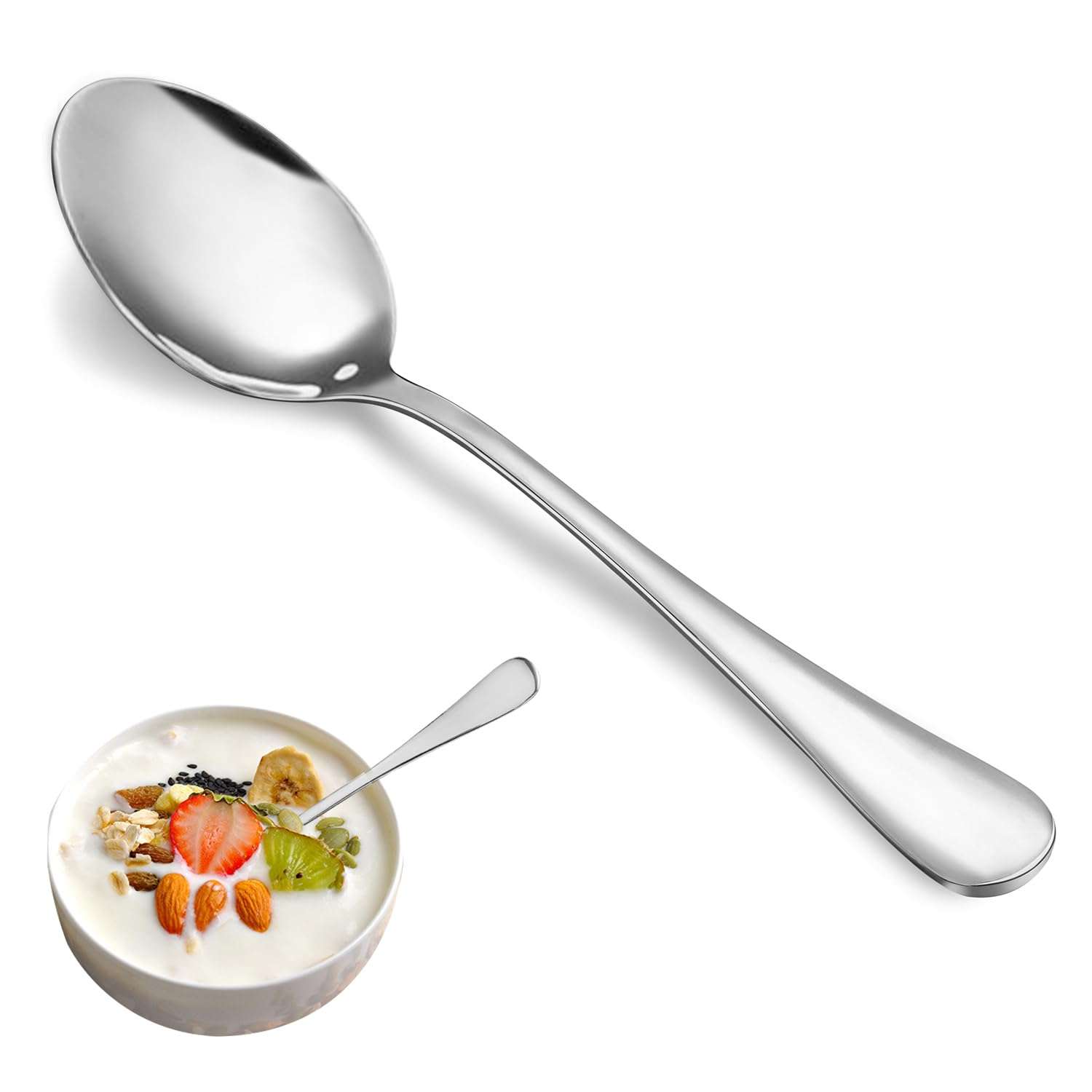 Teaspoon Set,16 Piece 6.7" Spoons Silverware, Premium Food Grade Stainless Steel Tea Spoons, Durable Small Spoon, Good Teaspoons, Kitchen Dessert Spoon Set, Mirror Finish & Dishwasher Safe - Image 1
