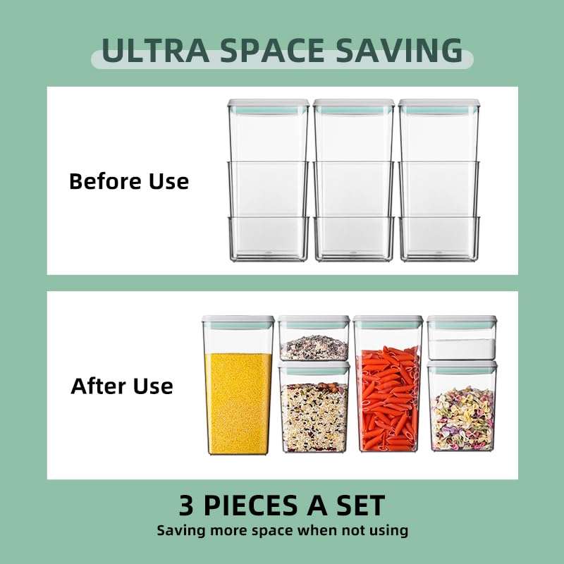 Ankou Airtight Food Storage Container Sets with Lids 6Pcs Pop Containers for Kitchen Pantry Organization BPA-Free Stackable Kitchen Storage Containers for Cereal Flour Sugar (0.5, 1.2, 1.8qt)*2 - Image 5