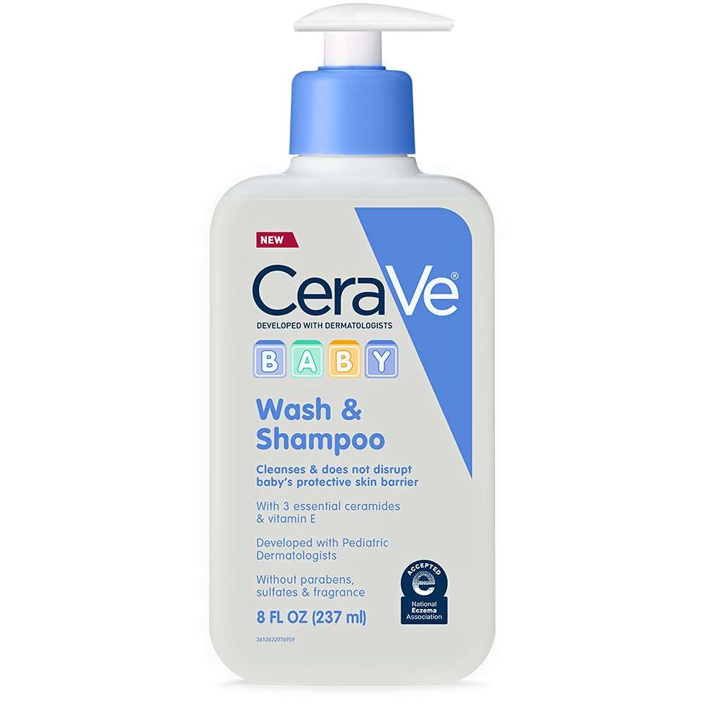 CeraVe Baby Wash & Shampoo, Fragrance, Paraben, & Sulfate Free Shampoo for Tear-Free Baby Bath Time, 8 Ounce - Image 1