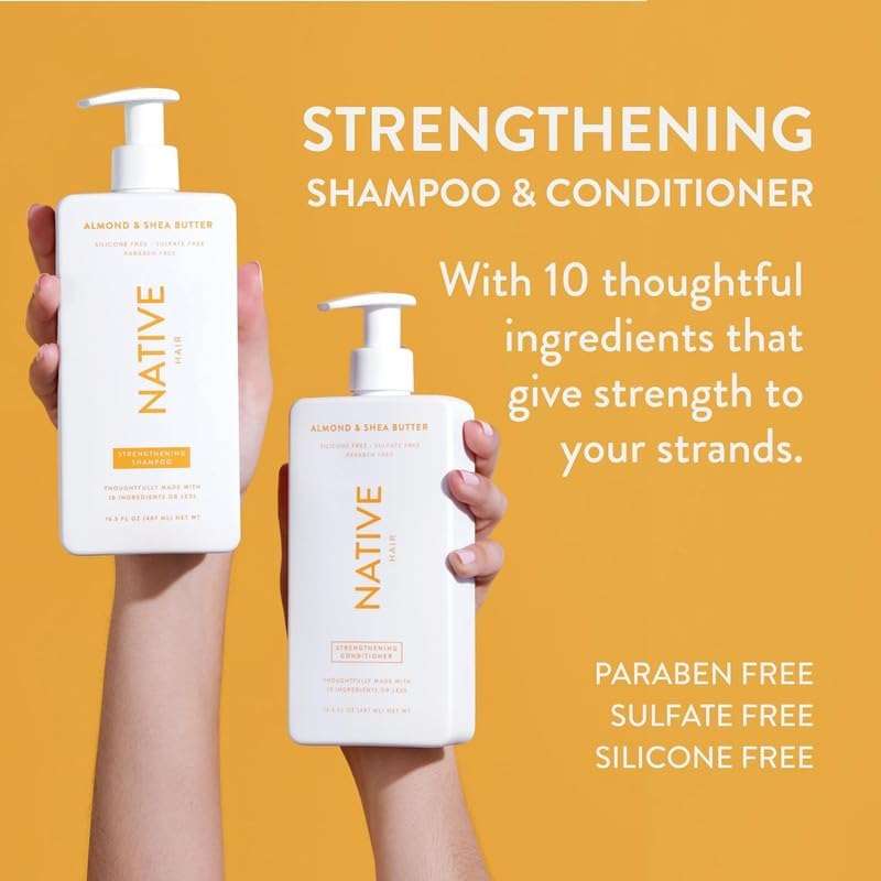 Native Shampoo and Conditioner Contain Naturally Derived Ingredients| All Hair Type Color & Treated, Fine to Dry Damaged, Sulfate & Dye Free - Almond & Shea Butter, 16.5 fl oz each (2 pack) - Image 3