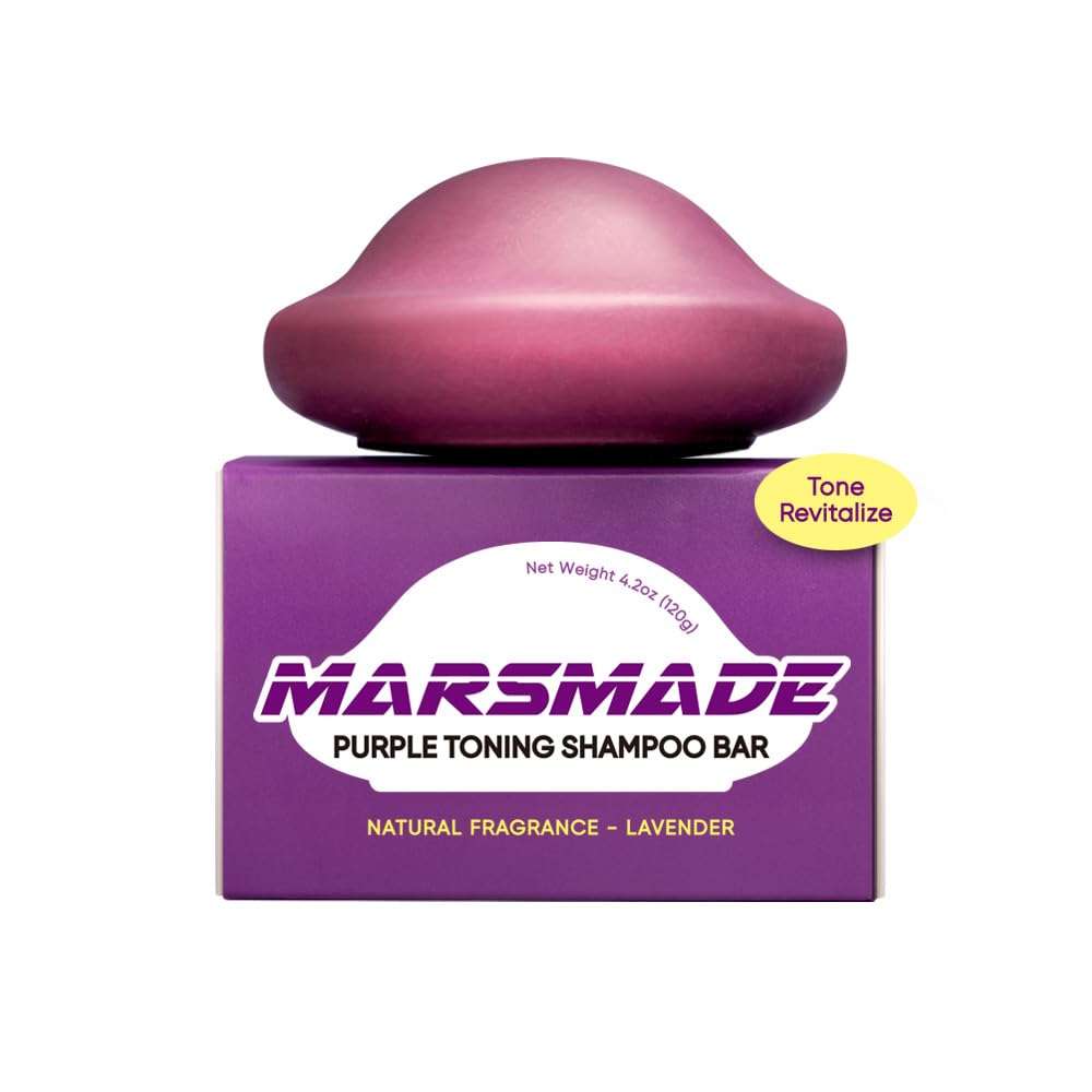 MARS MADE Purple Toning Shampoo Bar 2.0 - Hydrating & Moisturizing Natural Hair Soap Bar Shampoo for Hair Color & Scalp Nourishment - Bathing Soap Solid Shampoo for All Hair Types (120g, 4.23oz) - Image 1