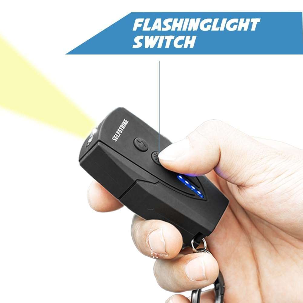 Selfstrike Mini Stun Gun with LED Flashlight and Wrist Strap – Unique Key Chain Design – Using Anti Slip Materials can Better and Faster aim with Charging Cable,mini Screwdriver and User Manual - Image 3