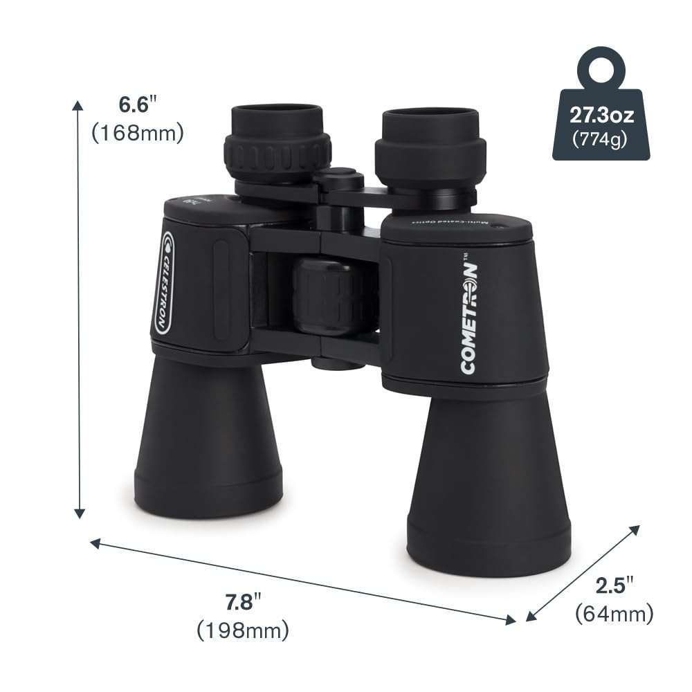 Celestron - Cometron 7x50 Astronomy Binoculars – Entry-Level for Stargazing and Comet Watching – Large 50mm Objective Lenses – Wide 6.6° Field of View – Multi-Coated Optics - Image 8