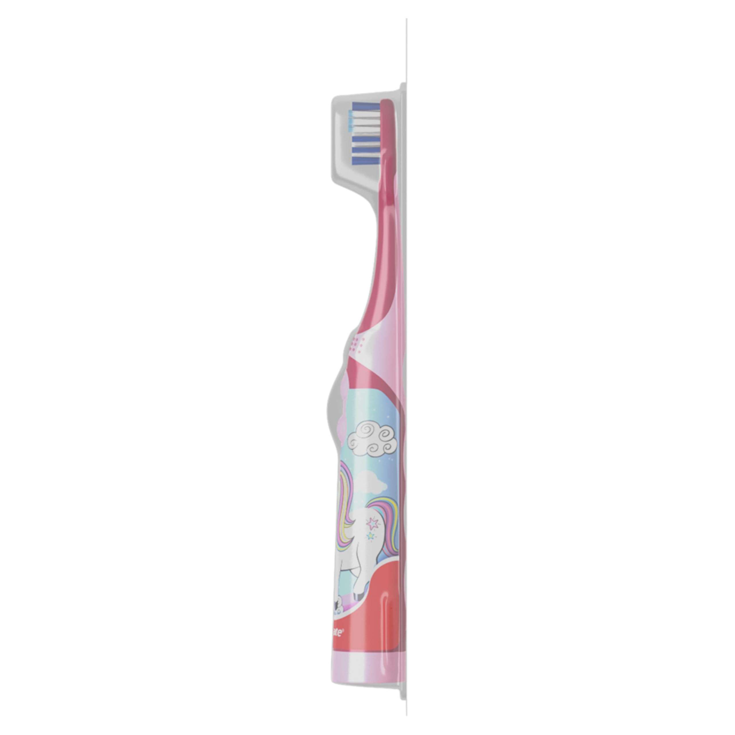 Colgate Kids Battery Powered Toothbrush, Kids Battery Toothbrush with Included AA Battery, Extra Soft Bristles, Flat-Laying Handle to Prevent Rolling, Unicorn Toothbrush, 1 Pack - Image 6