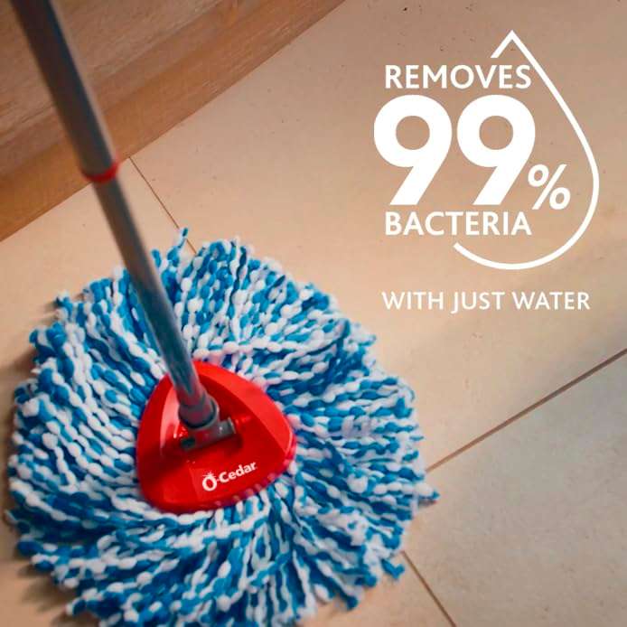 O-Cedar RinseClean Microfiber Spin Mop & Bucket Floor Cleaning System with 4 Extra Mop Head Replacements - Image 3