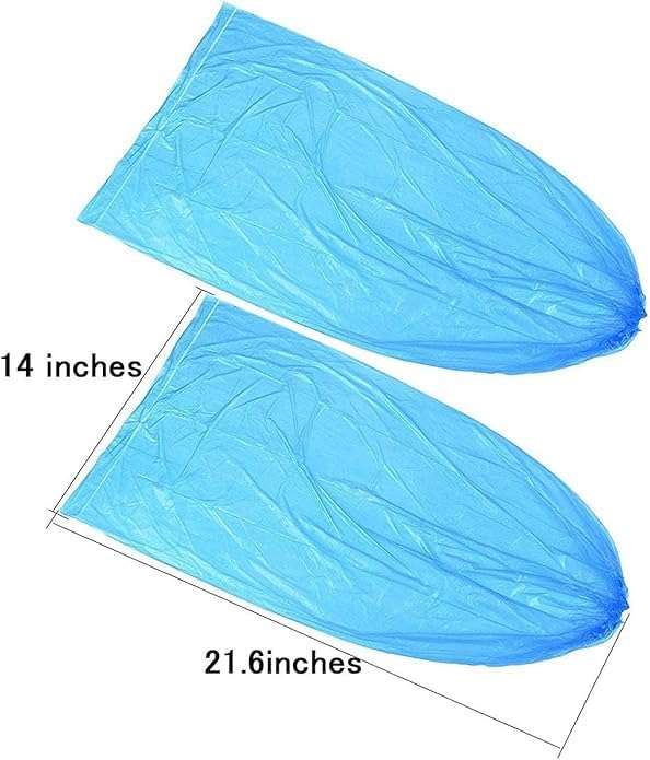 IwIeIaIrI Disposable Shoe Covers 60 Pack (30 Pairs) Blue Rain Shoes and Boots Cover Plastic Long Shoe Cover Clear Waterproof Anti-Slip Overshoe for Women Men Water Boots Cover Rainy Day Use Cover - Image 2