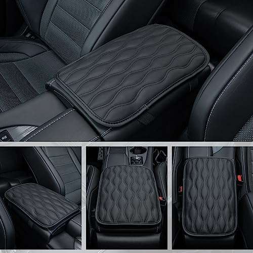 Amiss Auto Center Console Pad, Universal Waterproof Armrest Seat Box Cover, Car Interior Accessories, Leather Auto Armrest Cover Protector for Most Vehicle, SUV, Truck (Black) - Image 6