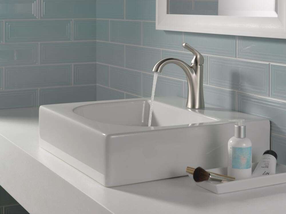 Delta Faucet Arvo Single Hole Bathroom Faucet Brushed Nickel, Single Handle Bathroom Faucet, Bathroom Sink Faucet, Drain Assembly Included, SpotShield Stainless 15840LF-SP - Image 2