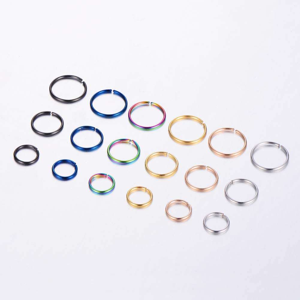 Xanowan Stainless Steel Hoop Nose Ring Cartilage Ring Set 6 Color Set for Men and Women - Image 3