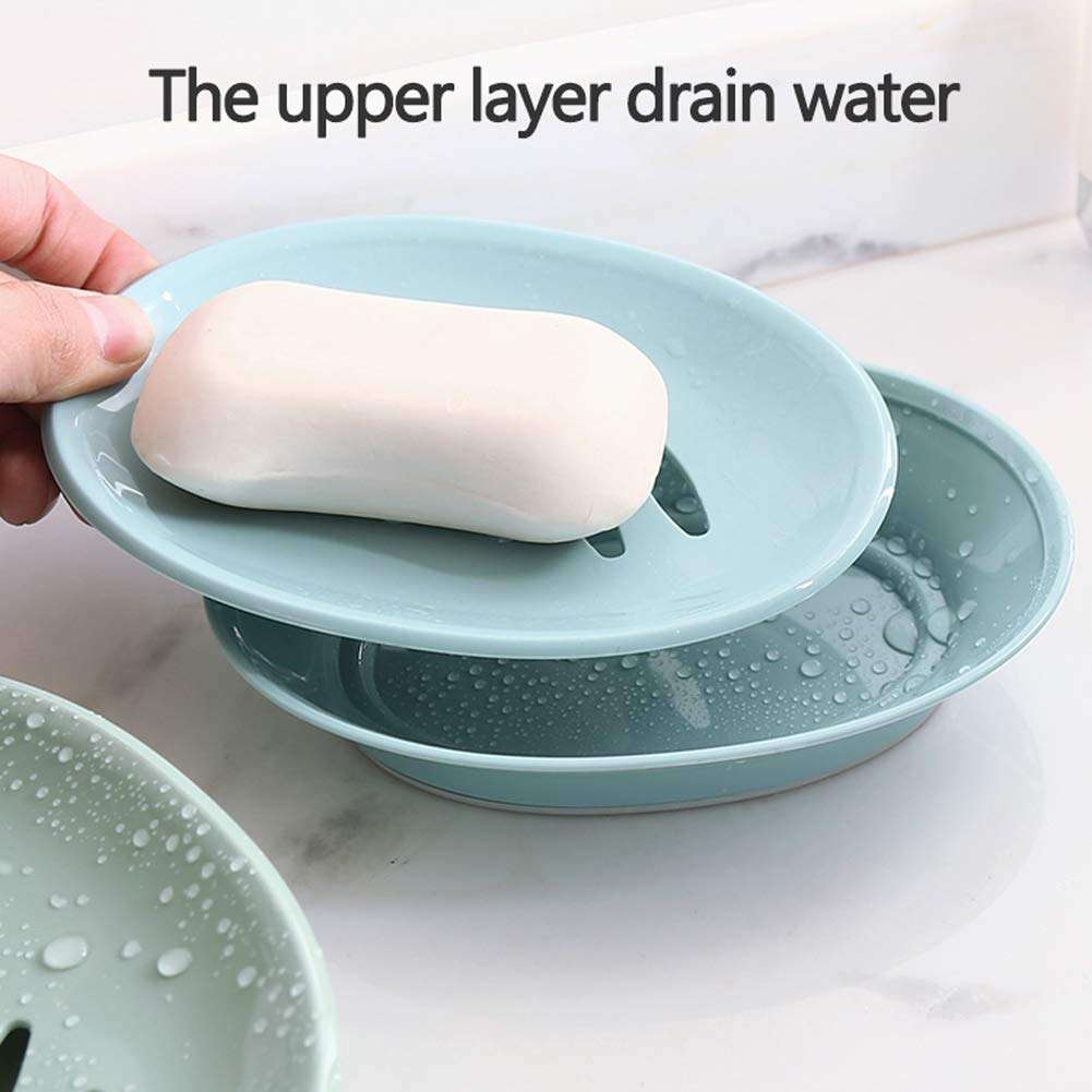 WYOK 2-Pack Soap Dish with Drain Plastic Sponge Holder Easy Cleaning Soap Saver Tray Caddy Keep Dry Stop Mushy for Shower Bathroom Kitchen(Grey) - Image 4