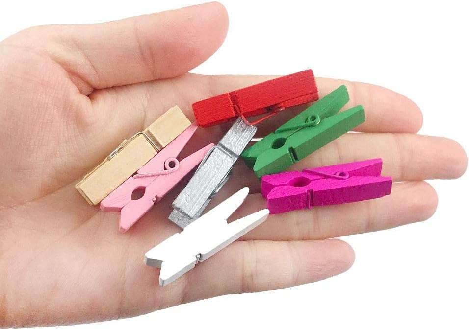 JABINCO (Pack of 128) Mini Wooden Colored clothespins,16 coloers Each 8pcs, Colored - Image 4