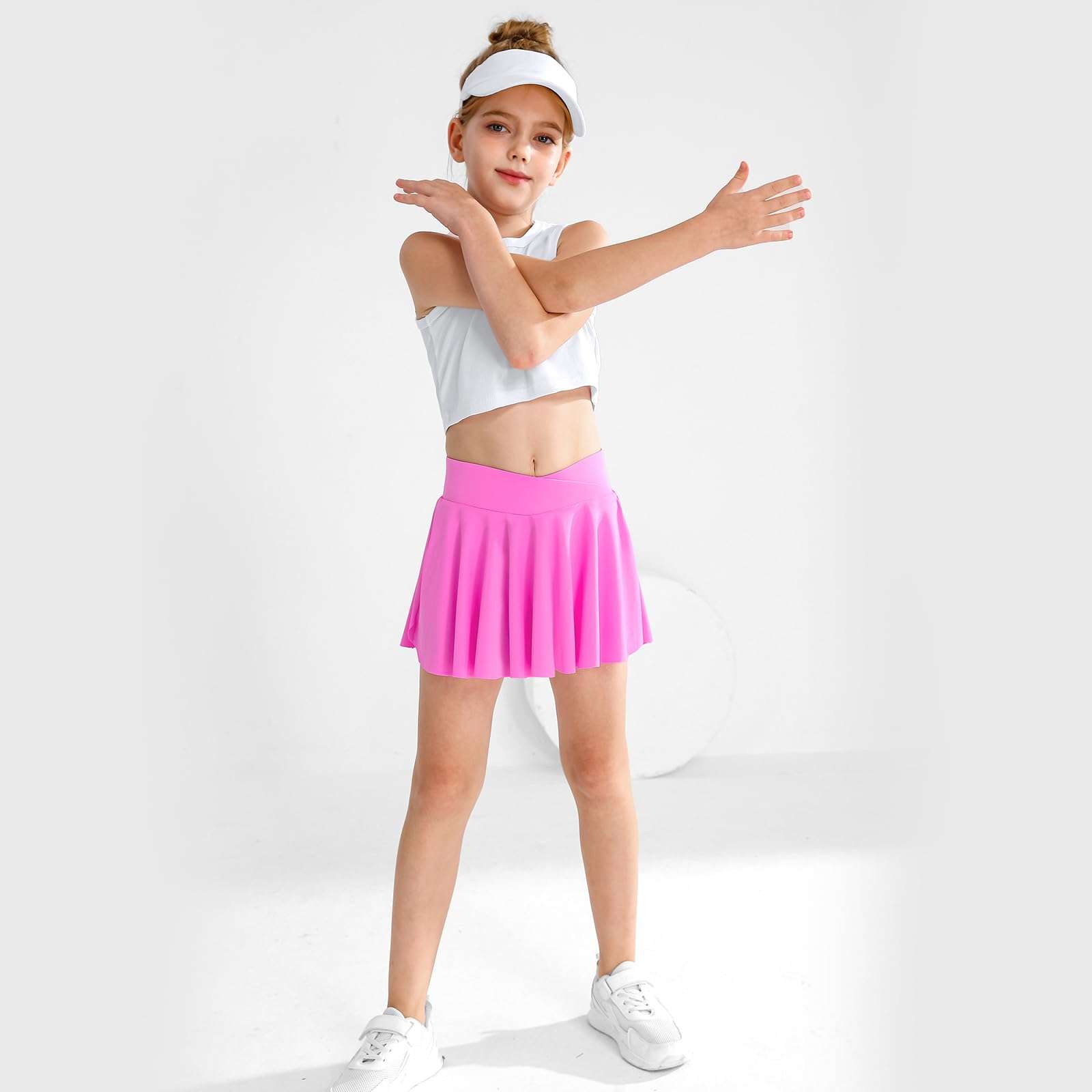 Girls' Athletic 2-in-1 Flowy Cheer Dance Biker Shorts Tennis Skirt Butterfly Skorts with Pocket for Girl Size 5-14 Years - Image 7