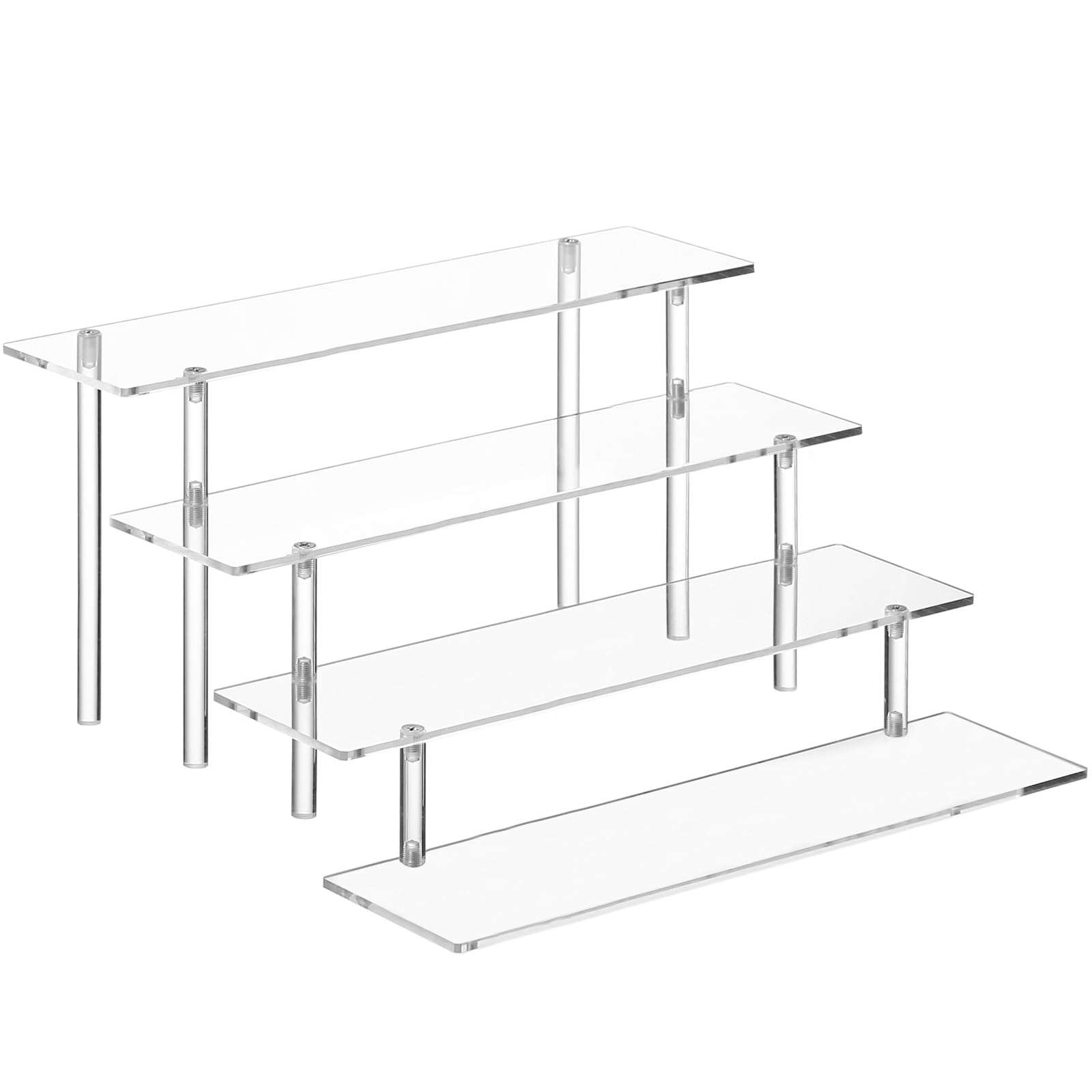 HENABLE 4 Tier Acrylic Perfume Organizer Stand, Clear Display Risers for Perfume, Cologne, Cosmetic, Skincare, Funko POP, Dessert Display, Cupcake Stand Holder - Image 1