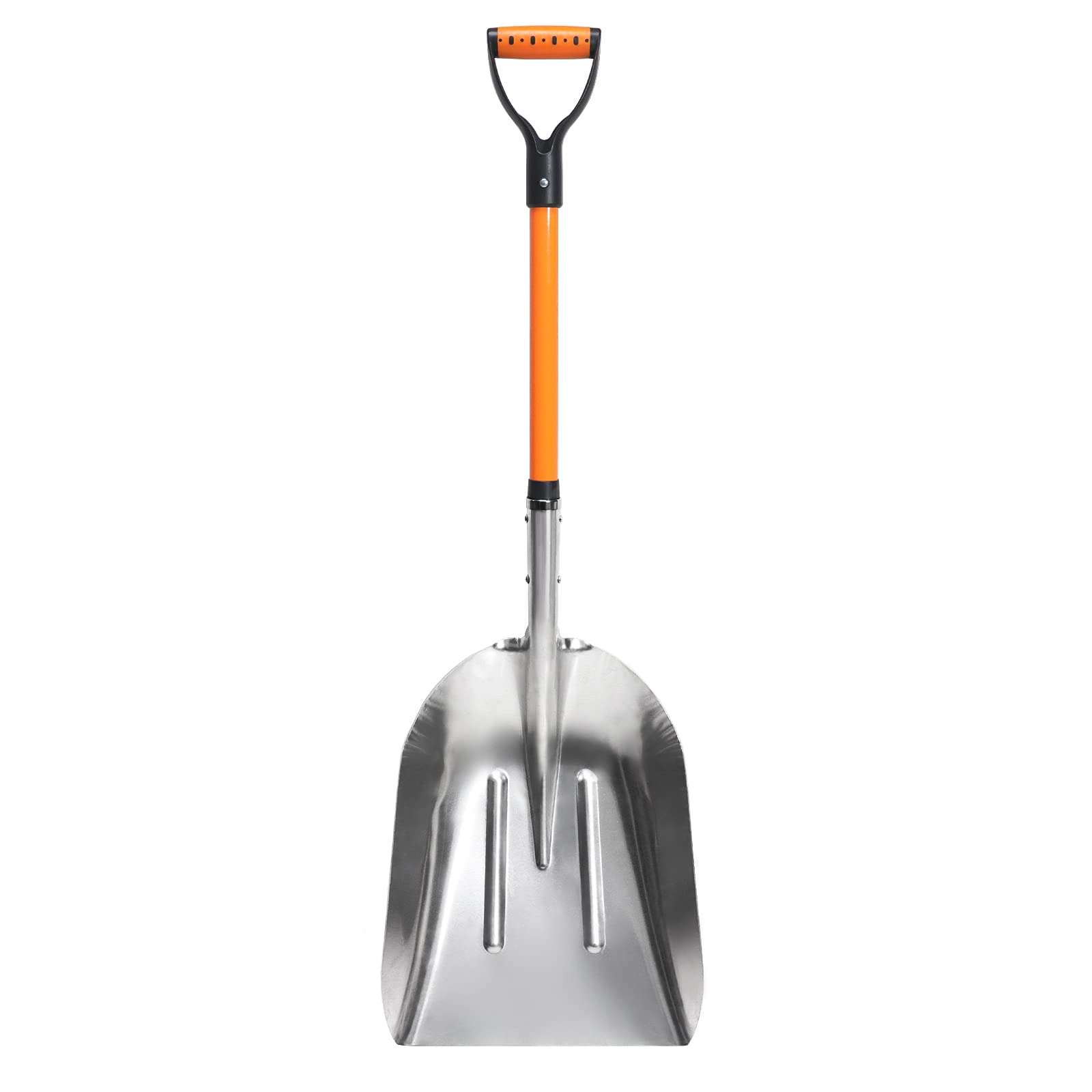 VNIMTI Aluminum Snow Shovel with D Handle Metal Snow Shovel for Driveway 45Inches 3.7 Pounds Transfer Shovel Shovel for Gardening, Orange - Image 1