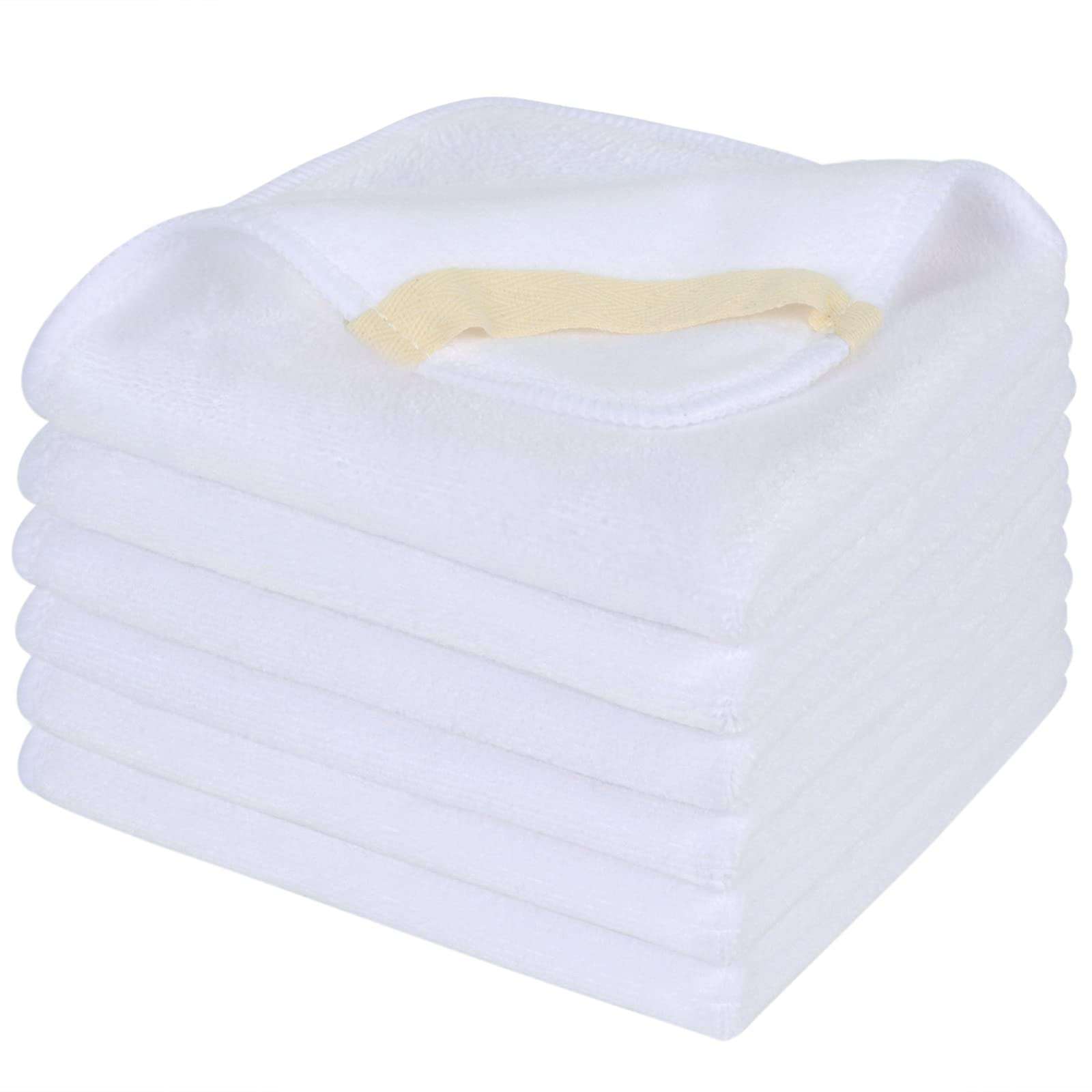 SINLAND Microfiber Facial Cloths Fast Drying Washcloth 12inch x 12inch White 6 pack - Image 1