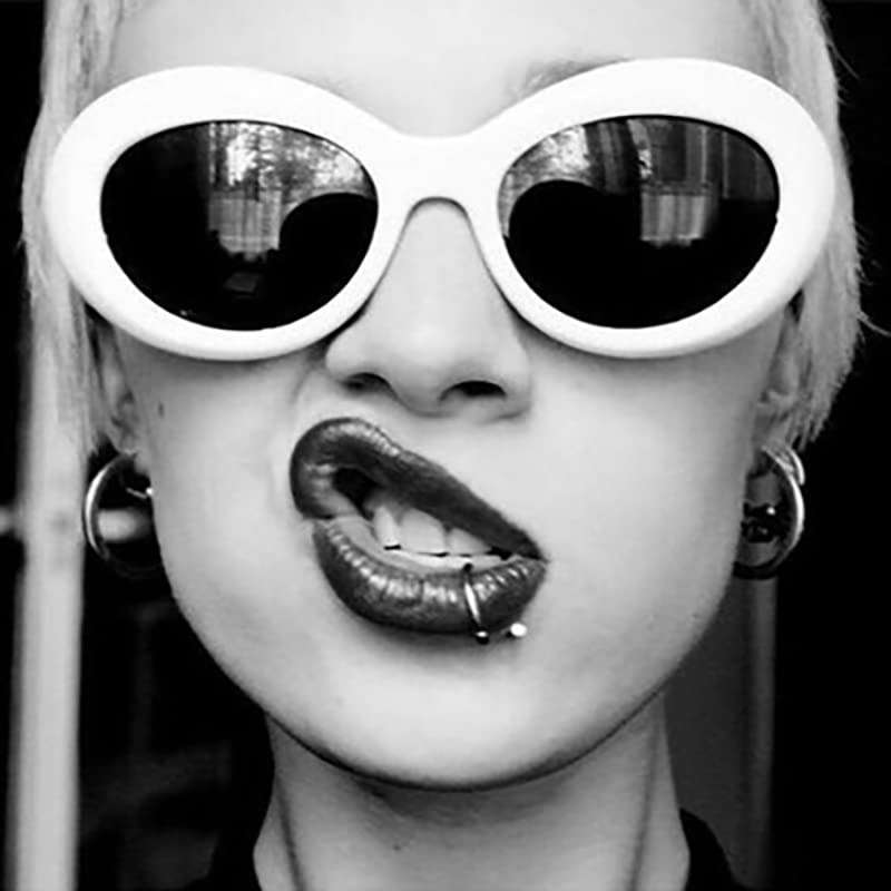 ADMIRING White Oval Round Sunglasses Thick Bold Clout Goggles Oval Mod Retro Vintage Kurt Cobain Inspired Sunglasses Lens - Image 5