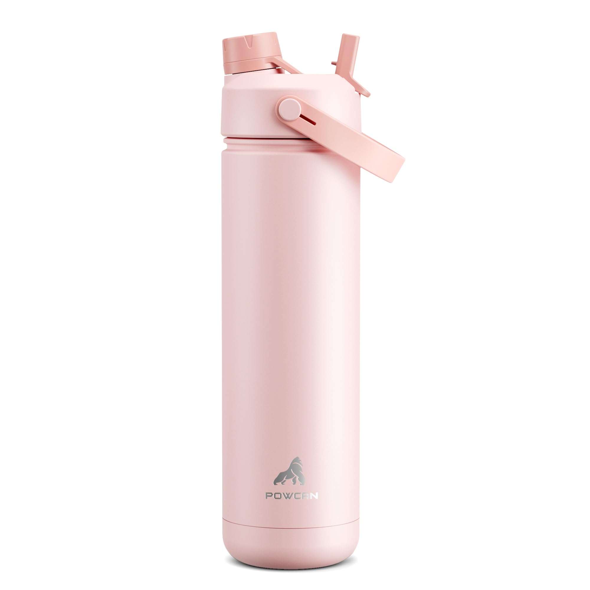 POWCAN 26 oz Insulated Water Bottle with 2-in-1 Straw and Spout Lid, Keep Cold 24H, Leak-Proof, Fits in Car Cup Holder, Stainless Steel Water Bottle for Sports, Travel, and School (Cotton Candy) - Image 1