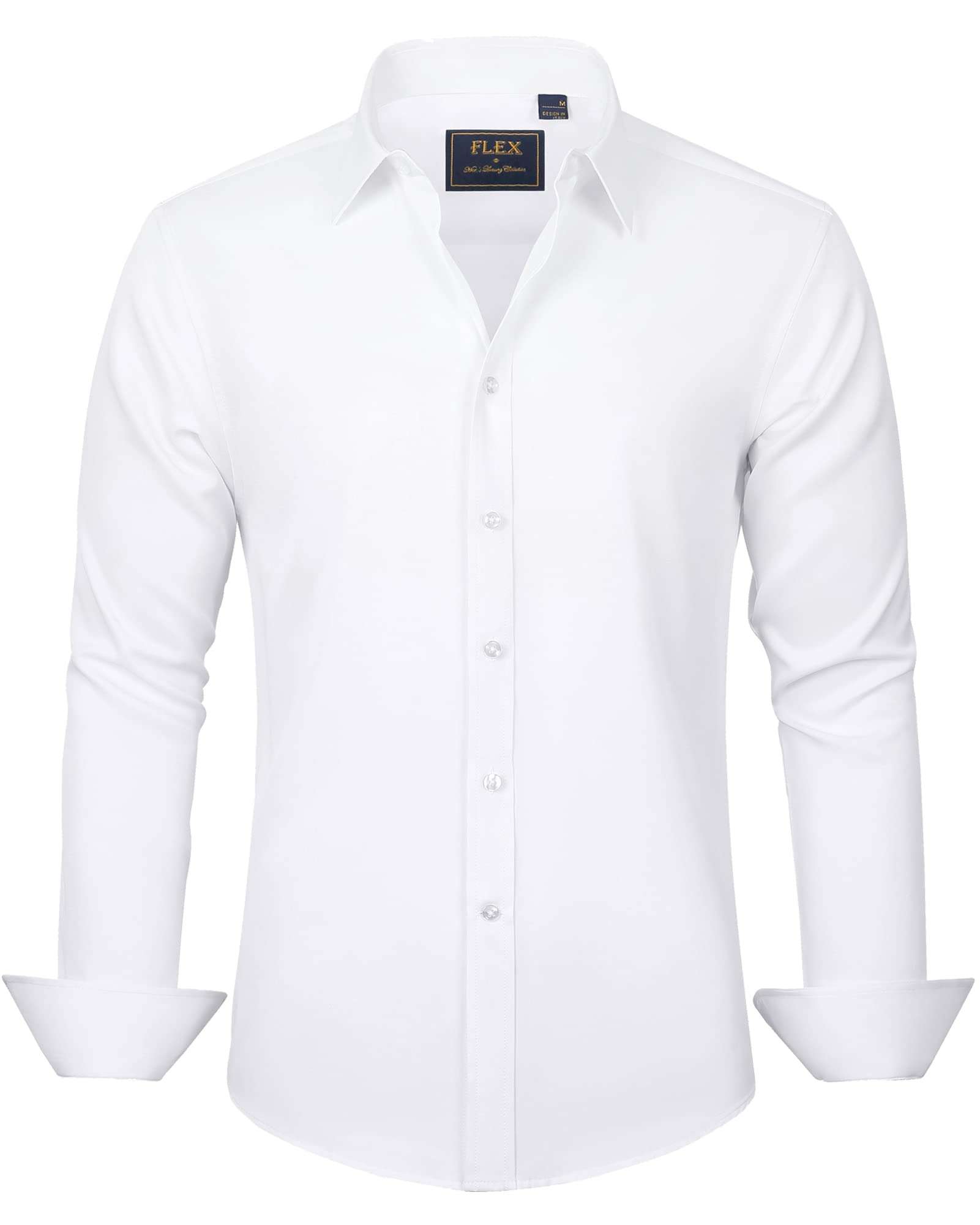 J.VER Men's Dress Shirts Solid Long Sleeve Stretch Wrinkle-Free Formal Shirt Business Casual Button Down Shirts - Image 1