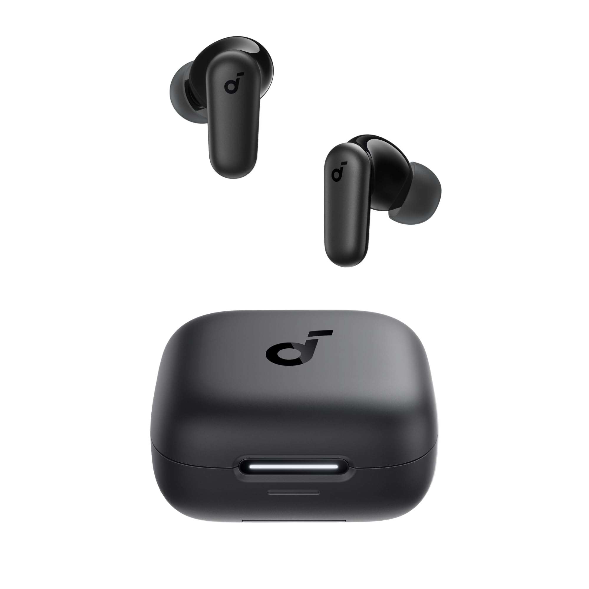 Soundcore P30i by Anker Noise Cancelling Earbuds, Strong and Smart Noise Cancelling, Powerful Bass, 45H Playtime, 2-in-1 Case and Phone Stand, IP54, Wireless Earbuds, Bluetooth 5.4 (Black) - Image 1