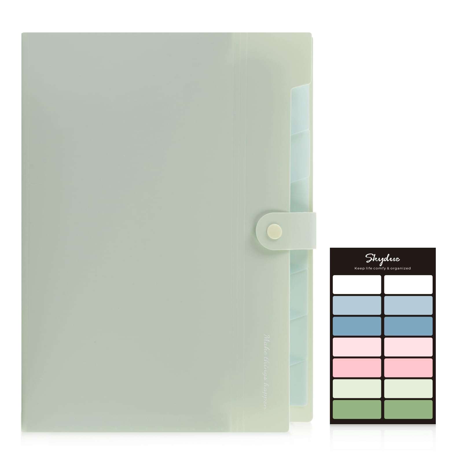 SKYDUE Expanding File Organizer with 8 Pockets, Accordion File Folders with Labels, Portable Document Paper Bill Receipt Organizer, Home College School Office Supplies, Letter Size,Light Green - Image 4